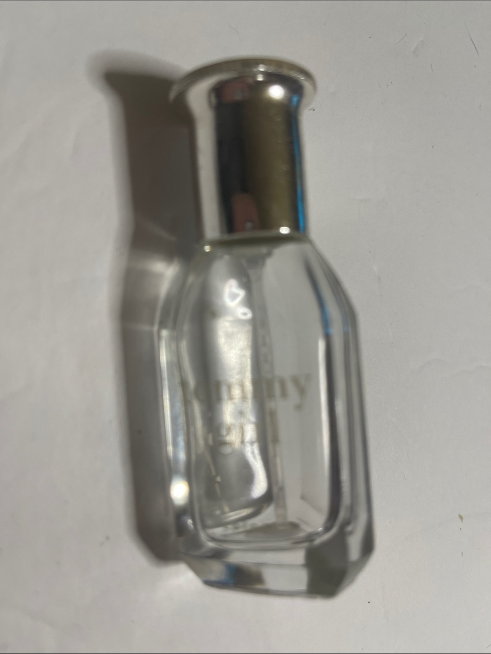 Clear Glass Mini Tommy Hilfiger Perfume Bottle with Silver Cap Empty